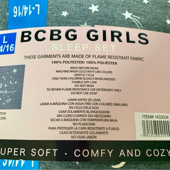 BCBG Girls Sleep Set Pajamas Lounge Wear NWT 4 Piece Set Size Large 14 - 16 - Picture 4 of 8